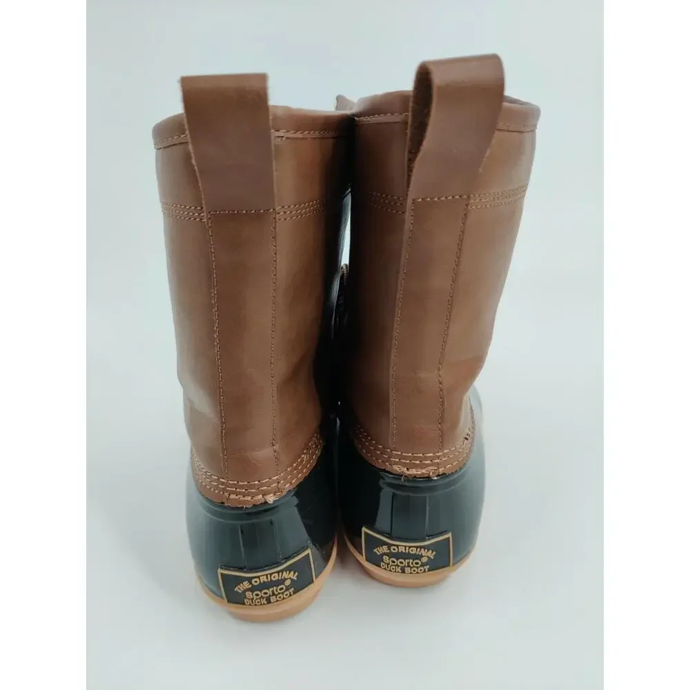 Sporto Duck Boots Mens‎ Size 6 Brown Black Waterproof Lace-Up Rugged